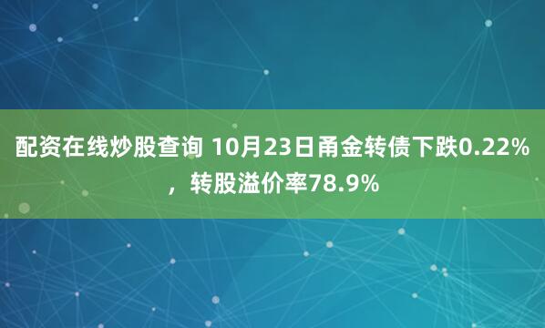 配资在线炒股查询 10月23日甬金转债下跌0.22%，转股溢价率78.9%