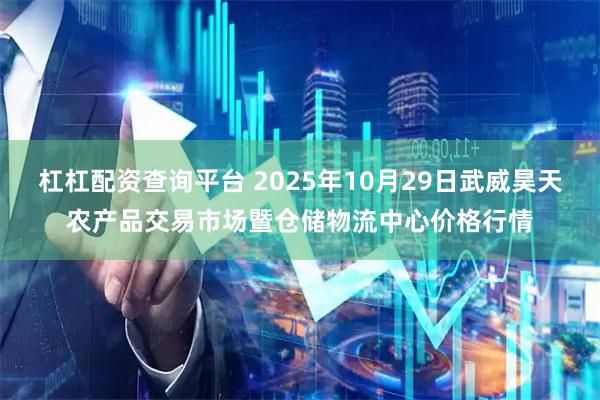 杠杠配资查询平台 2025年10月29日武威昊天农产品交易市场暨仓储物流中心价格行情